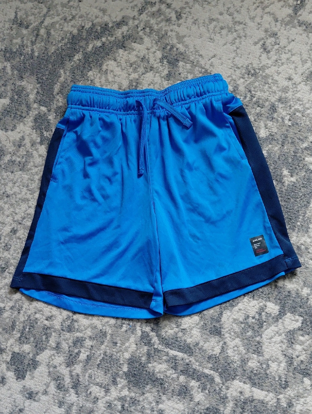 Next Level Apparel Bright Blue Shorts with Navy Side Trim